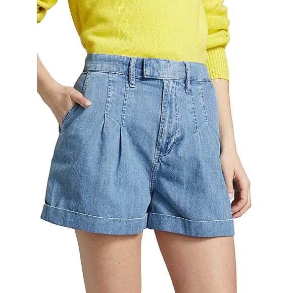 FRAME Denim Pleated High Rise Waisted Wide Relaxed Fit Shorts Tuckernuck 4 - Picture 4 of 13